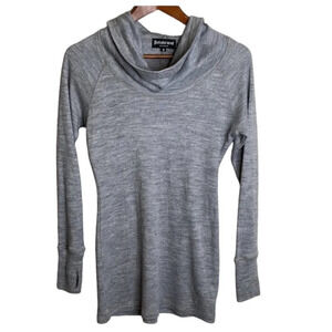 BETABRAND Wool Blend Cowl Neck / Hood Sweater Grey Thumb Holes Yoga Size S